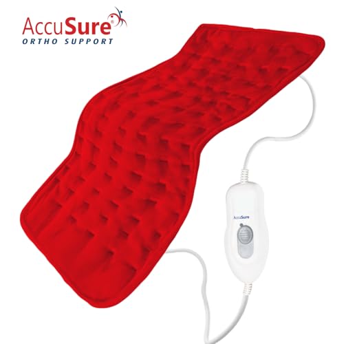AccuSure Fabric Heating Pad for Back, Neck, Shoulder & Other Body Parts Pain Relief with Ultra Soft Fabric comes with adjustable Heat Controler for Dry or Moist Heat Therapy - Grey-XL - Image 2