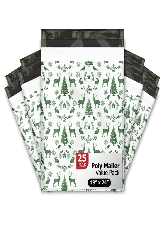 Pro Supply Global 19x24 (25) Winter Deer Christmas Scene Designer Poly Mailers Waterproof Self Sealing Tear Resistant Polymailers Shipping Envelopes Premium Printed Bags For Small Businesses - Image 1
