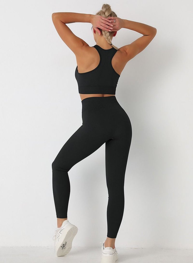 Loquat 2 Pcs of seamless knit fit  hip lift moisture absorption and sweat removal exercise fitness suit, beauty back fitness bra Yoga suit  - Image 3