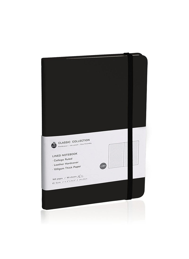 Lined Journal Notebook, 160 Pages Lined Journal Notebook, A5 College Ruled Journals for Writing with 100GSM Paper, Hardcover Notebooks with Contents for Work, School, Women, Men