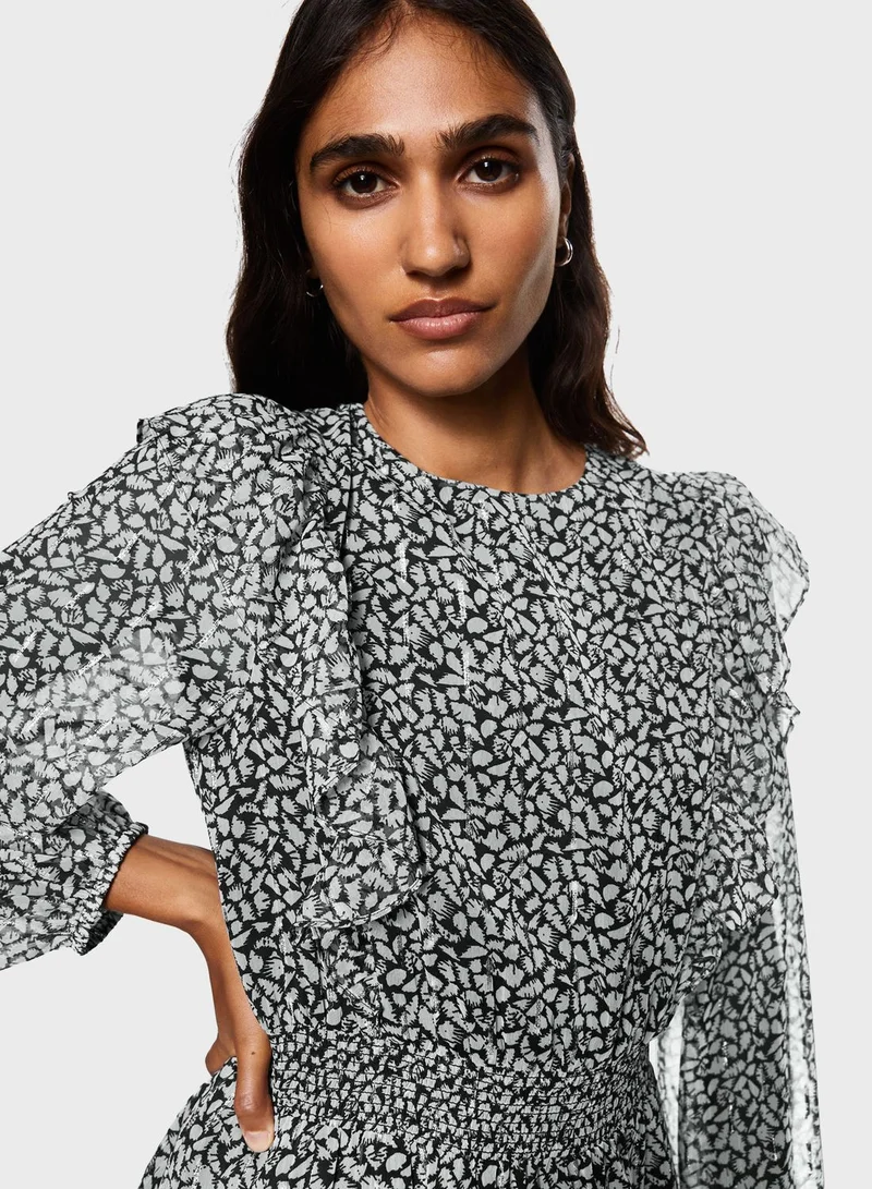 MANGO Floral Print Ruffle Dress