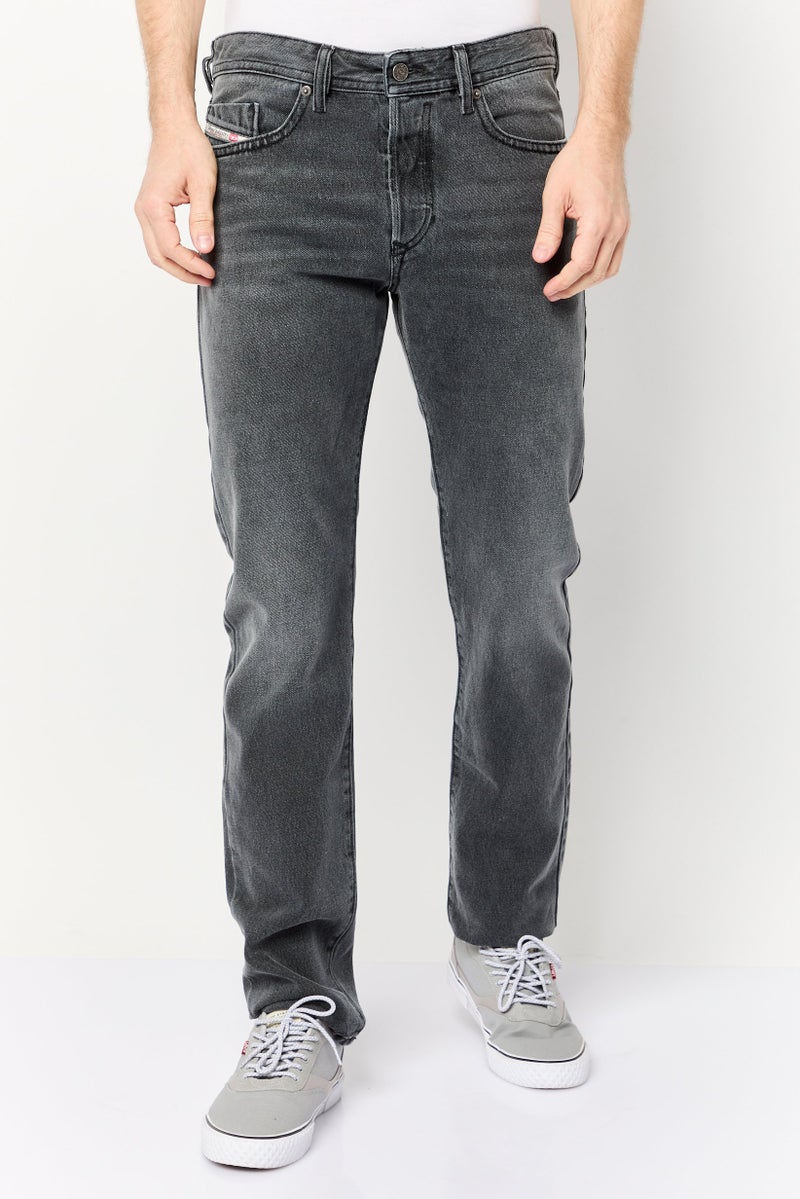DIESEL Men Regular Fit Washed Stretchable Jeans, Grey - Image 1