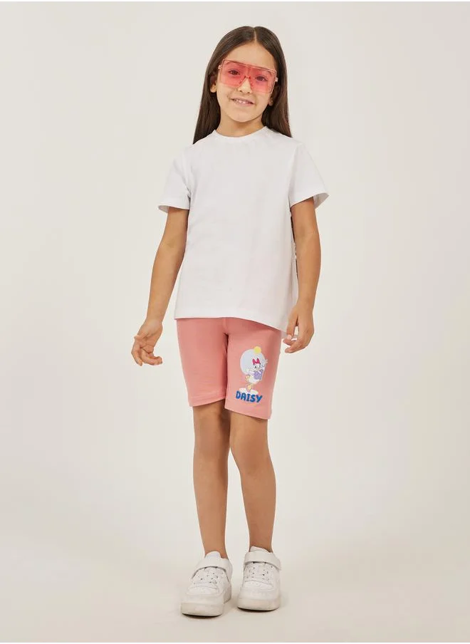 ستايلي Minnie Print Elastic Waistband Shorts