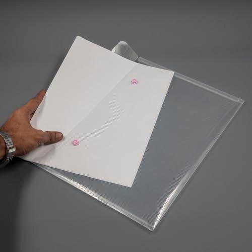 Comma Jellybean Folder | A4 Size Transparent Plastic File Folder | PP Document Holder with Snap Button (Pack of 5) - Assorted - Image 3