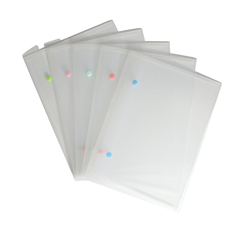 Comma Jellybean Folder | A4 Size Transparent Plastic File Folder | PP Document Holder with Snap Button (Pack of 5) - Assorted - Image 5