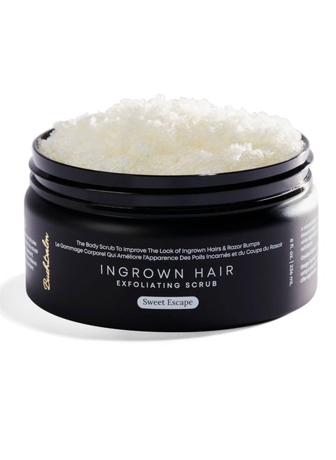 Bushbalm Ingrown Hair Exfoliating Scrub - Reduces Appearance of Ingrown Hairs and Helps with Underarm Bumps - Soothes Razor Bumps, Post Shave Redness and Itching - Sweet Escape 236 ml