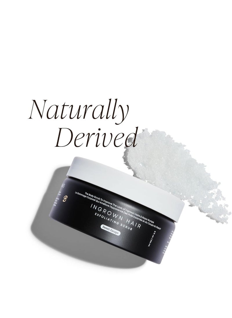 Bushbalm Ingrown Hair Exfoliating Scrub - Reduces Appearance of Ingrown Hairs and Helps with Underarm Bumps - Soothes Razor Bumps, Post Shave Redness and Itching - Sweet Escape 236 ml