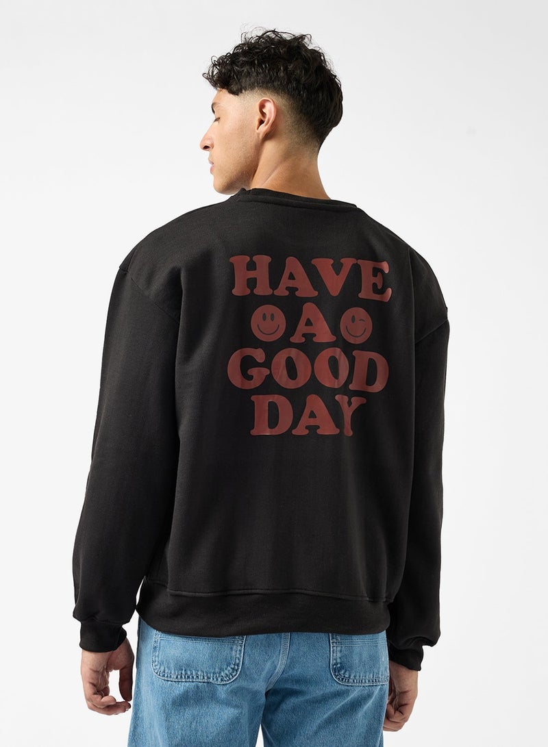 Seventy Five Graphic Crew Neck Pullover Oversize Sweatshirt - Image 2