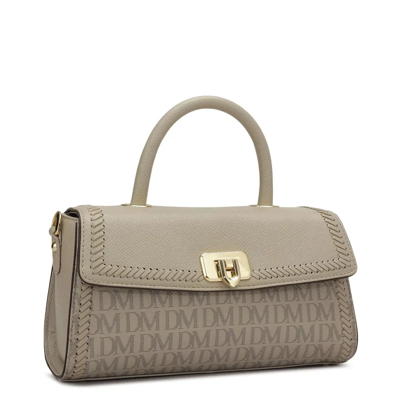دا ميلانو Genuine Leather Grey Satchel Bag