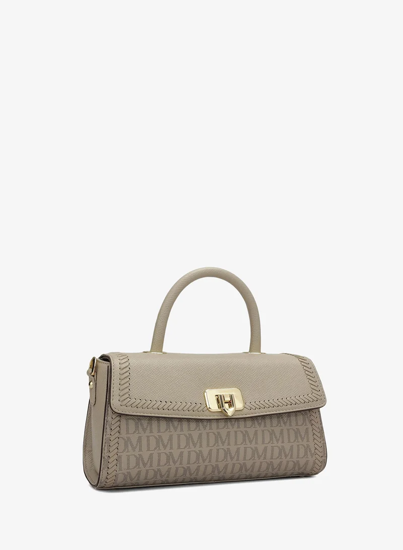 دا ميلانو Genuine Leather Grey Satchel Bag
