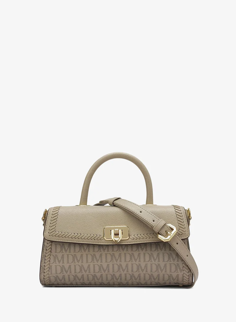 دا ميلانو Genuine Leather Grey Satchel Bag