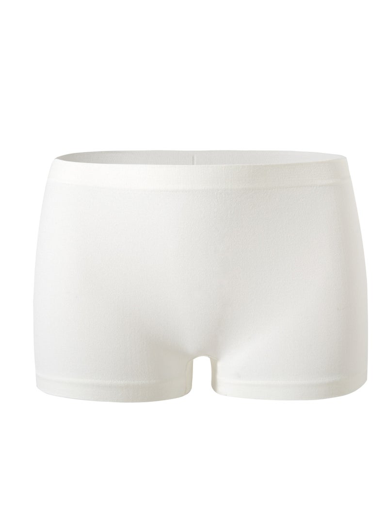 Loquat - Women's Solid Color Seamless Underwear Low-Waisted Boxer Briefs Soft Stretch Underwear Panties Ivory White - Image 1