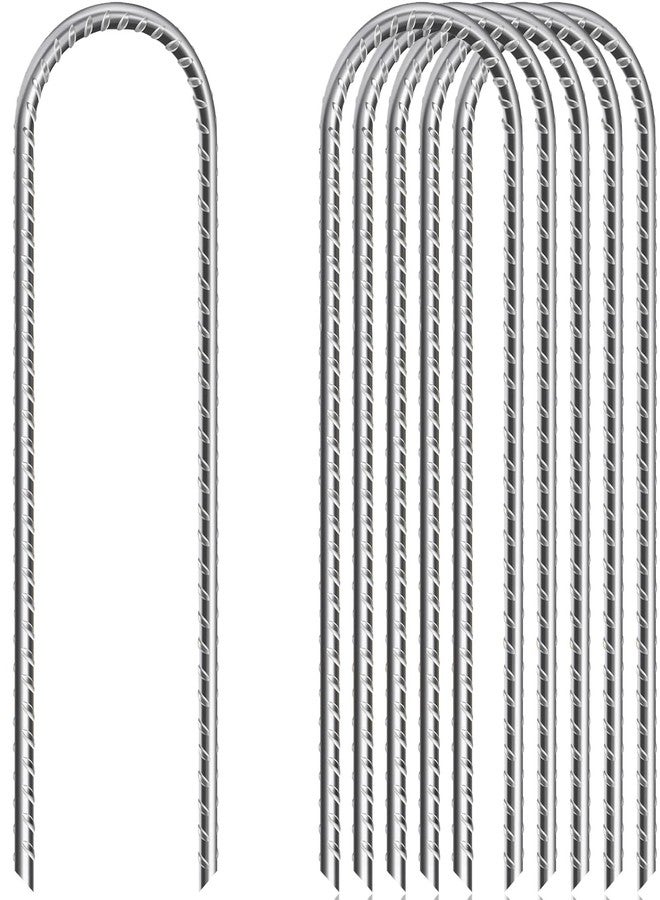 ASDFGHT 12 Inch U Shaped Rebar Stakes, (8 Pack) U Shape Ground Stakes, Galvanized Rebar Stakes, for Christmas Decorations, Tents, Chain Link Fences, Camping, Trampolines, Irrigation Pipes and Gardens - Image 1