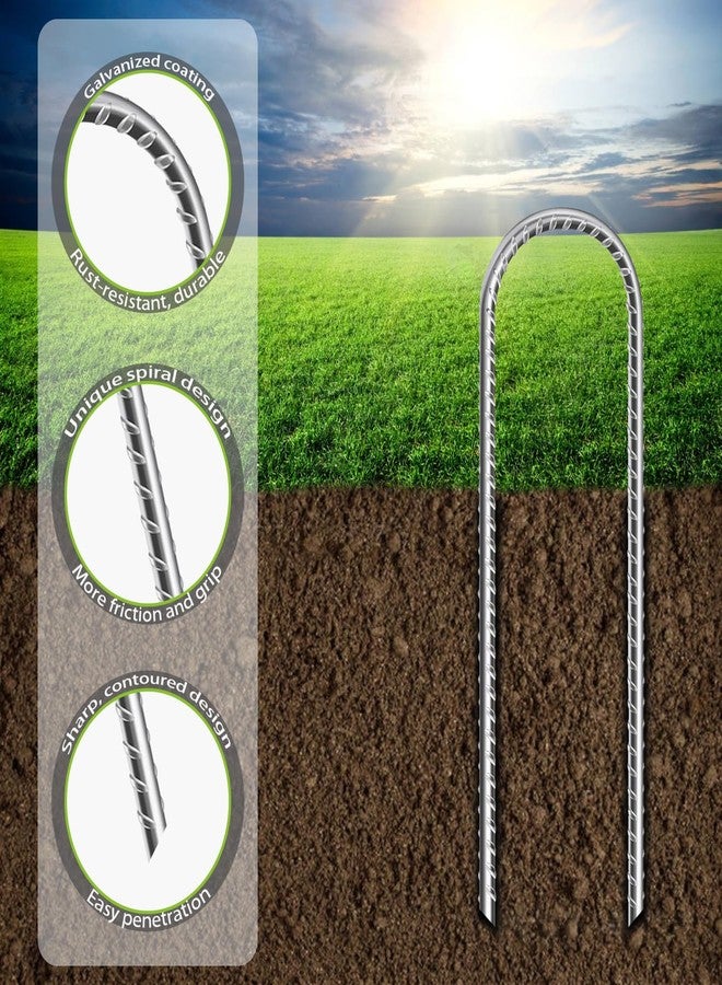 ASDFGHT 12 Inch U Shaped Rebar Stakes, (8 Pack) U Shape Ground Stakes, Galvanized Rebar Stakes, for Christmas Decorations, Tents, Chain Link Fences, Camping, Trampolines, Irrigation Pipes and Gardens - Image 3