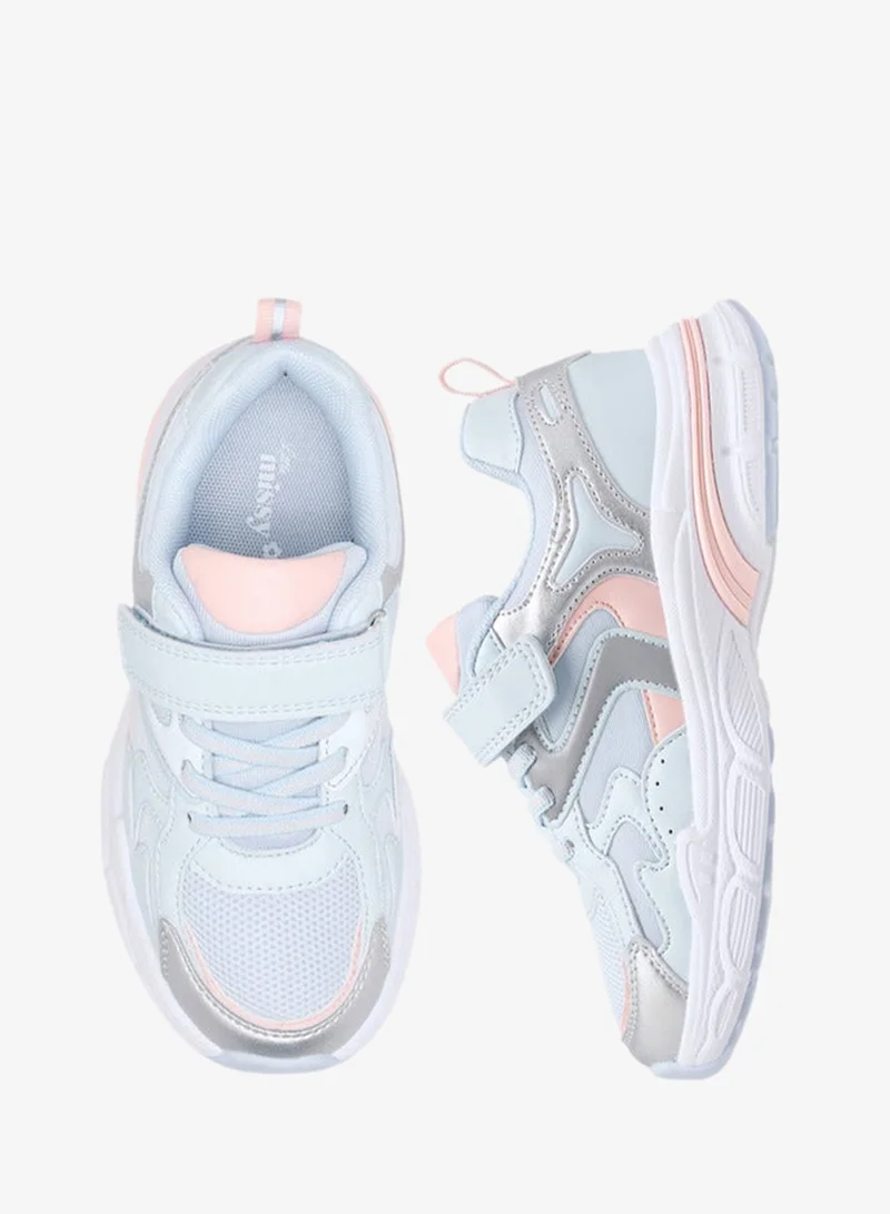 Little Missy BLUE Girls Panelled Sneakers with Hook and Loop Closure for Women | Best Price UAE