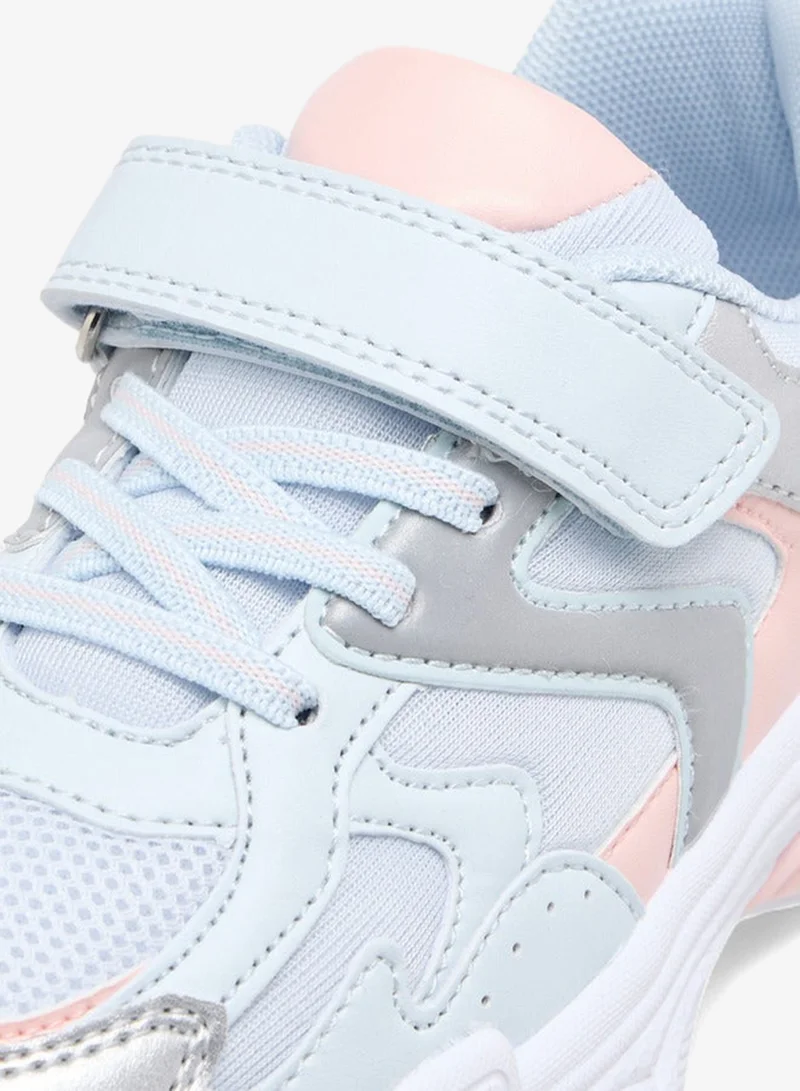 Little Missy BLUE Girls Panelled Sneakers with Hook and Loop Closure for Women | Best Price UAE