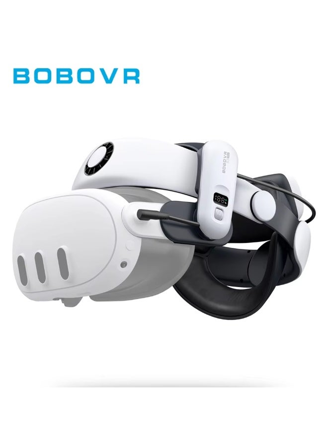 بوبوفر حزام رأس مزود ببطارية BOBOVR S3 Pro بسعة 10000 مللي أمبير، متوافق مع Meta Quest 3/Quest 3S، مع خاصية تكييف الهواء للرأس، ملحقات الواقع الافتراضي لتعزيز الدعم - Image 1