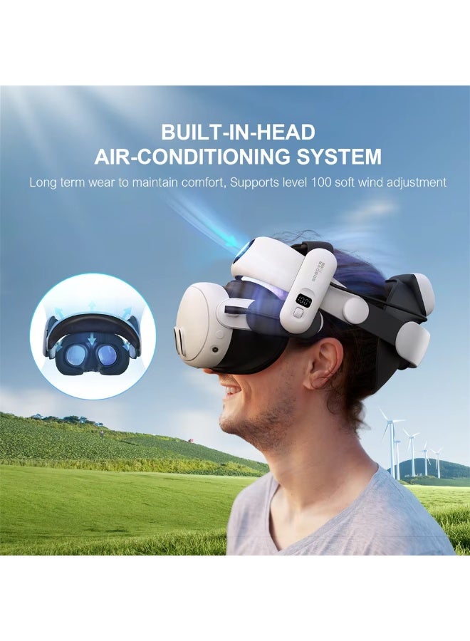 بوبوفر حزام رأس مزود ببطارية BOBOVR S3 Pro بسعة 10000 مللي أمبير، متوافق مع Meta Quest 3/Quest 3S، مع خاصية تكييف الهواء للرأس، ملحقات الواقع الافتراضي لتعزيز الدعم - Image 2