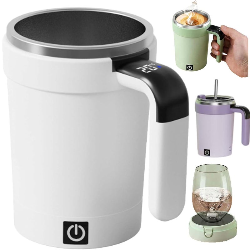 MeiAid 2026 Upgraded Automatic Magnetic Stirring Coffee Mug with Temperature Display & Leak-Proof Lid â€“ Suitable for Office School Home (White) - Image 1