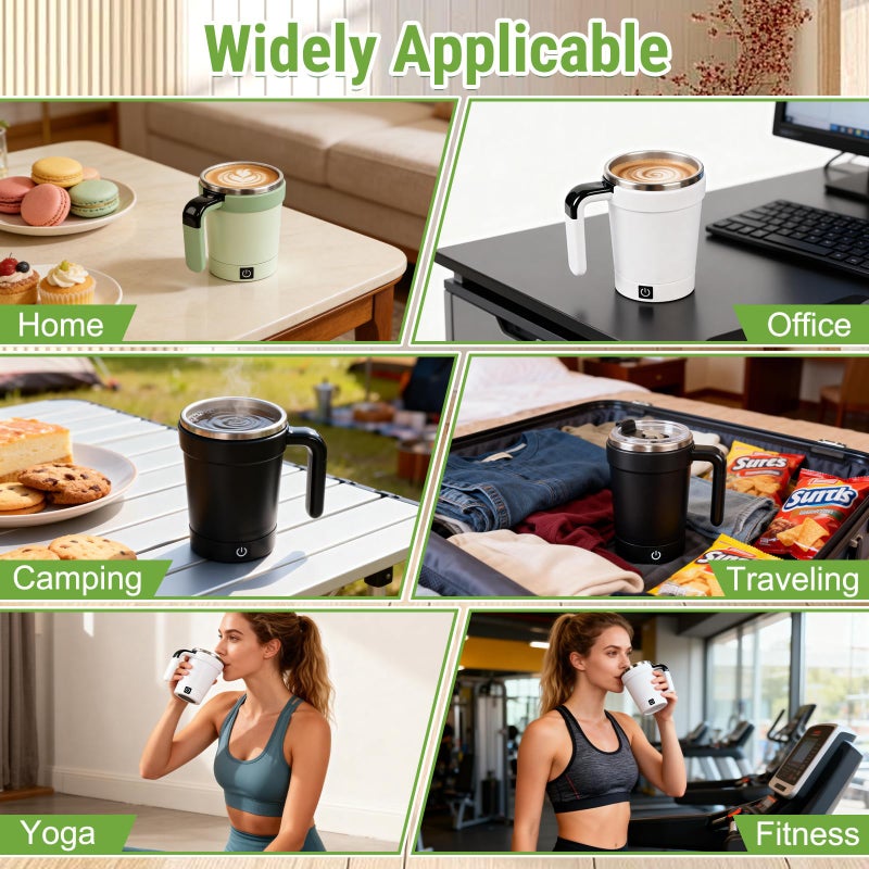 MeiAid 2026 Upgraded Automatic Magnetic Stirring Coffee Mug with Temperature Display & Leak-Proof Lid â€“ Suitable for Office School Home (White) - Image 4