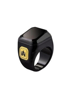 BSTWSH Smart Tasbeeh Ring with Vibration Reminder, Tasbeeh Counter, Bluetooth Connectivity, and Five Daily Prayer Reminders - Black Color - Size 18 - Includes a Free Misbaha. 
