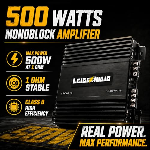 LEIGESAUDIO 500 Watts MonoBlock Amplifier, Class D, 1 Ohm Stable Subwoofer Amplifiers for Car Audio Speakers - Image 2