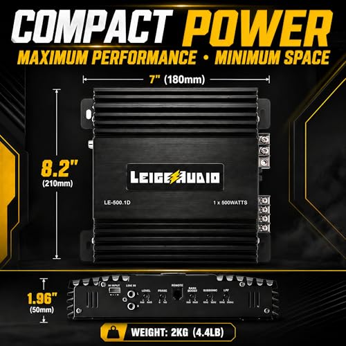 LEIGESAUDIO 500 Watts MonoBlock Amplifier, Class D, 1 Ohm Stable Subwoofer Amplifiers for Car Audio Speakers - Image 3