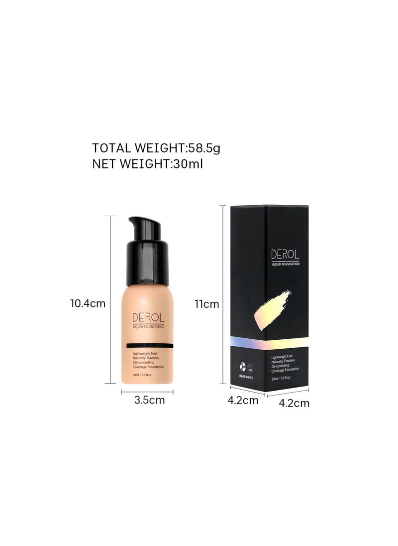 DEROL - Liquid Foundation-Full Coverage Makeup Matte Waterproof Dewy Lightweight Feel Flawless Oil-Controlling Coverage Smooth Face Foundations 24 Hours Soft Nature Base Skin Tint - Image 1