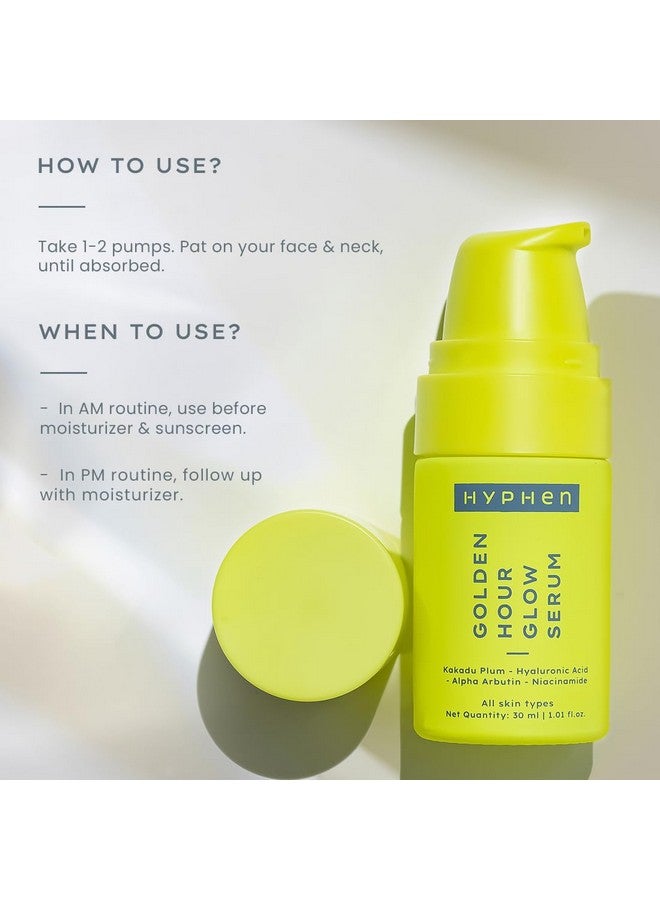 HYPHEN سيروم الوجه بتوهج الساعة الذهبية مع النياسيناميد، ألفا أربوتين، حمض الهيالورونيك وبلوم كاكادو | لبشرة متوهجة وترطيب | سيروم غير لزج للرجال والنساء وجميع أنواع البشرة | 30 مل - Image 4