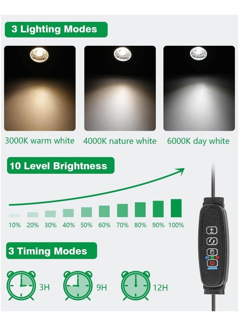 أضواء LED موضعية داخلية - أضواء أرضية تعمل بمنفذ USB بقوة 3 واط، إضاءة داخلية مميزة للنباتات مع 3 أوضاع إضاءة ملونة ووظيفة مؤقت تشغيل/إيقاف تلقائي (3 ساعات، 6 ساعات، 9 ساعات)، (أسود) - Image 2