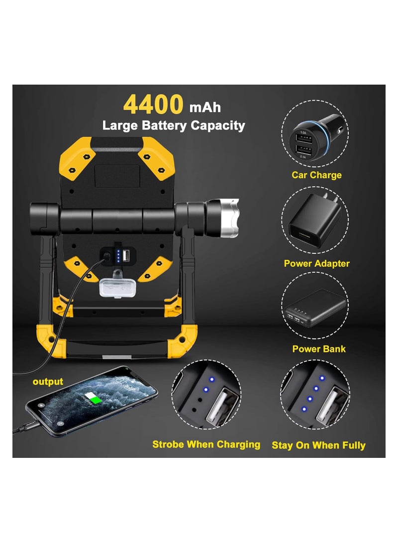 Toby's Magnetic Base 6000 Lumen Work Light, 10 Hours Long Lasting 360°Rotating 7000K Warm Rechargeable Work Light, Folding Waterproof Led Work Light for Flood Light Job Site Car Inspection Camping Emergency - Image 3