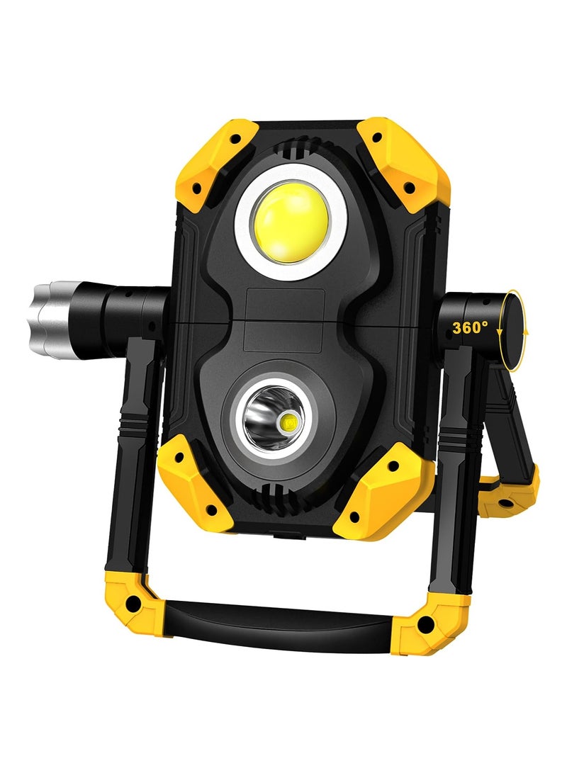 Toby's Magnetic Base 6000 Lumen Work Light, 10 Hours Long Lasting 360°Rotating 7000K Warm Rechargeable Work Light, Folding Waterproof Led Work Light for Flood Light Job Site Car Inspection Camping Emergency - Image 1