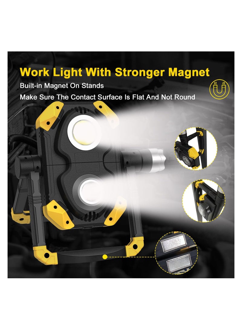 Toby's Magnetic Base 6000 Lumen Work Light, 10 Hours Long Lasting 360°Rotating 7000K Warm Rechargeable Work Light, Folding Waterproof Led Work Light for Flood Light Job Site Car Inspection Camping Emergency - Image 5