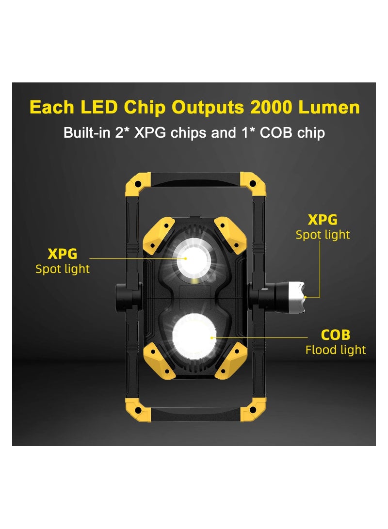 Toby's Magnetic Base 6000 Lumen Work Light, 10 Hours Long Lasting 360°Rotating 7000K Warm Rechargeable Work Light, Folding Waterproof Led Work Light for Flood Light Job Site Car Inspection Camping Emergency - Image 2