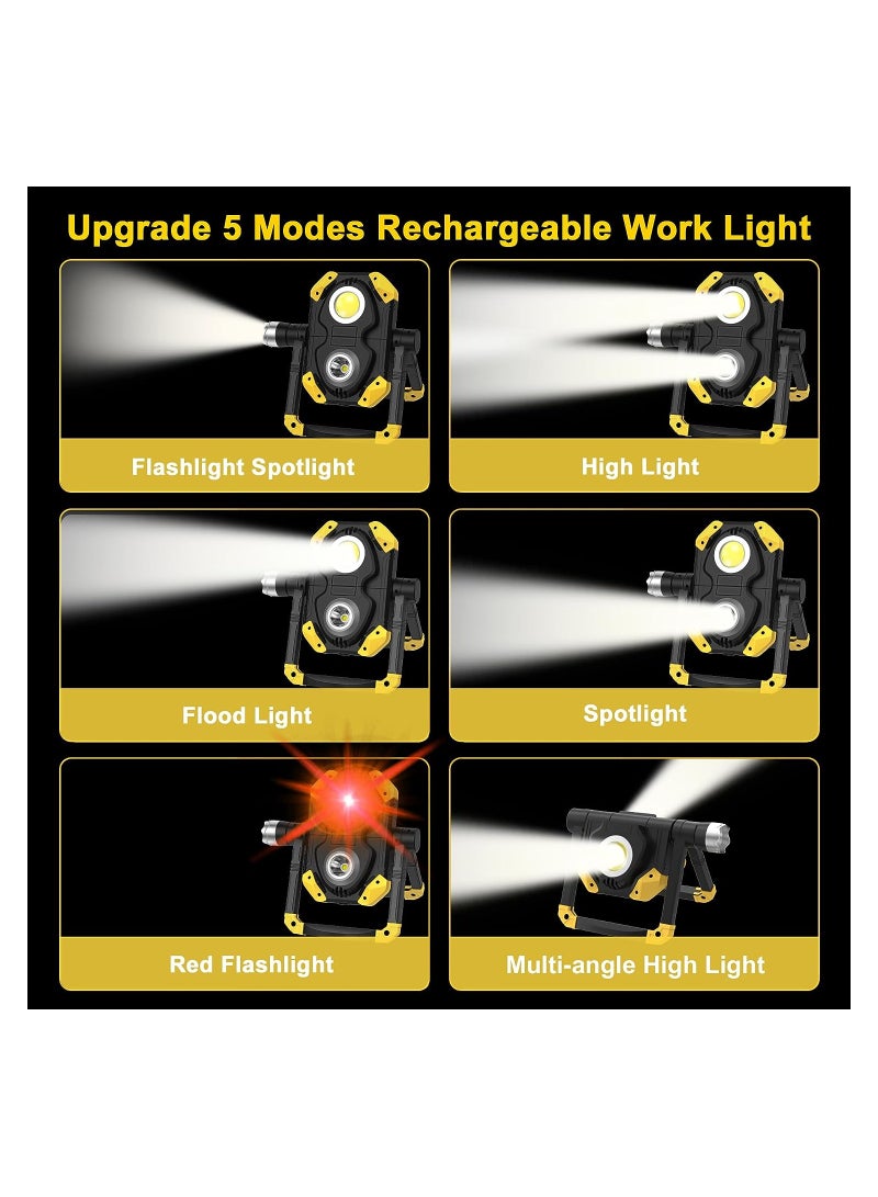 Toby's Magnetic Base 6000 Lumen Work Light, 10 Hours Long Lasting 360°Rotating 7000K Warm Rechargeable Work Light, Folding Waterproof Led Work Light for Flood Light Job Site Car Inspection Camping Emergency - Image 4