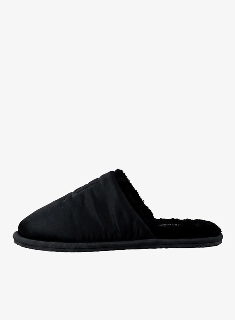 Calvin Klein Satin and Faux Fur Slippers