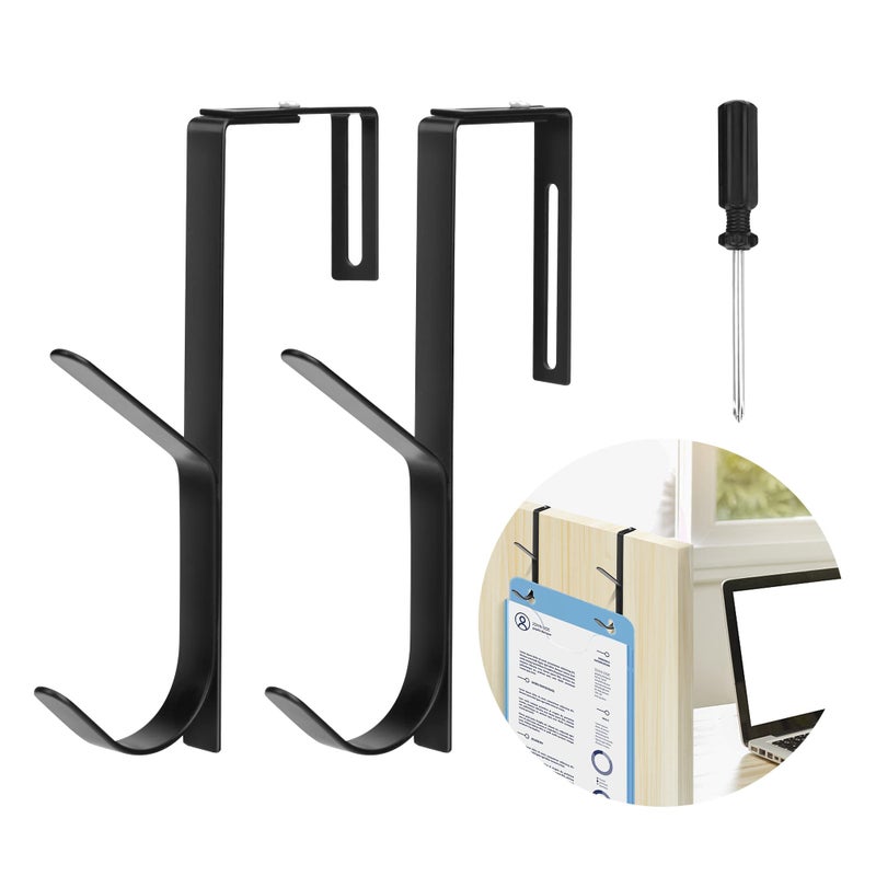 Wehhbtye Adjustable Double Coat Hooks,Thick Cubicle Wall Coat Hook,Metal Over The Panel Double Hook Adjusted to Fit 1.35 to 3.5 Inch Thickness Panels for Wall Panel (2pcs) - Image 1