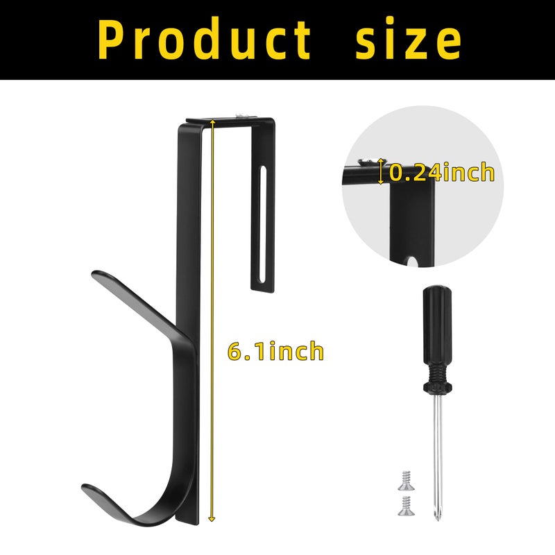 Wehhbtye Adjustable Double Coat Hooks,Thick Cubicle Wall Coat Hook,Metal Over The Panel Double Hook Adjusted to Fit 1.35 to 3.5 Inch Thickness Panels for Wall Panel (2pcs) - Image 2