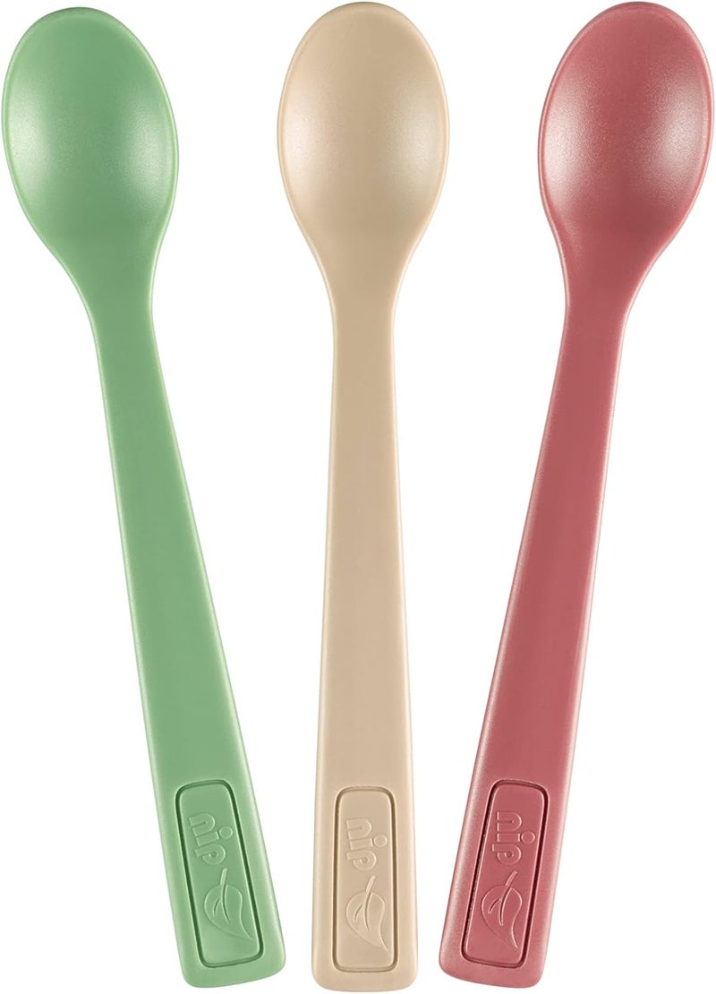 Nip Bio Based Plastic Multicolor Soft-Tip Baby Feeding Spoon Set, Pack of 3 – Easy Hold Weaning Spoons for Infants 4M+ - Image 1