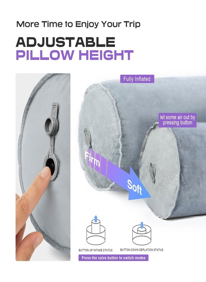 ETROL Inflatable Body Pillow for Adults, 47-inch Long Pillows for Bed, Bolster Pregnancy Pillows for Sleeping, Inflatable Travel Full Body Pillow, Hug Round Pillow for Side Sleeper, Soft Velvet, Grey - Image 4