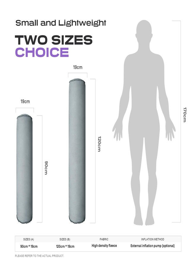 ETROL Inflatable Body Pillow for Adults, 47-inch Long Pillows for Bed, Bolster Pregnancy Pillows for Sleeping, Inflatable Travel Full Body Pillow, Hug Round Pillow for Side Sleeper, Soft Velvet, Grey - Image 3