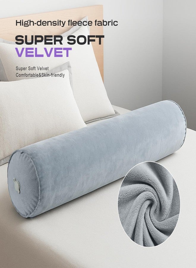 ETROL Inflatable Body Pillow for Adults, 47-inch Long Pillows for Bed, Bolster Pregnancy Pillows for Sleeping, Inflatable Travel Full Body Pillow, Hug Round Pillow for Side Sleeper, Soft Velvet, Grey - Image 2