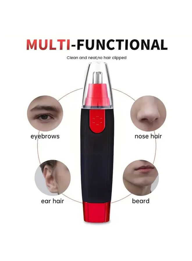 Red Electric Nose And Ear Hair Trimmer For Men Women Battery Powered - Image 4