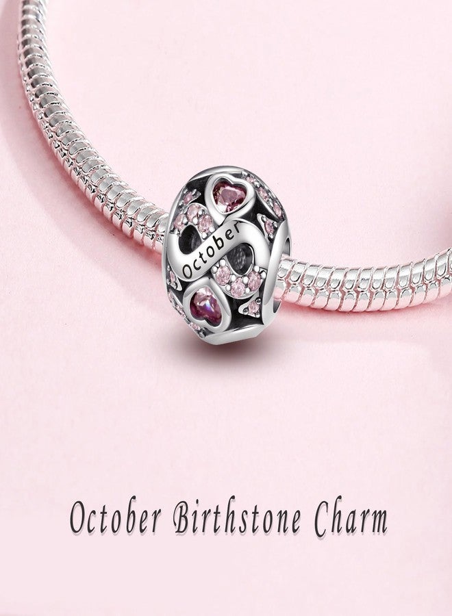 HappyStar 925 Sterling Silver Birthstone Charms fits Charms Bracelets for Woman，with 5A Cubic Zirconia Dangle Pendant Bead,Happy Birthday Charms for Bracelet and Necklace - Image 2