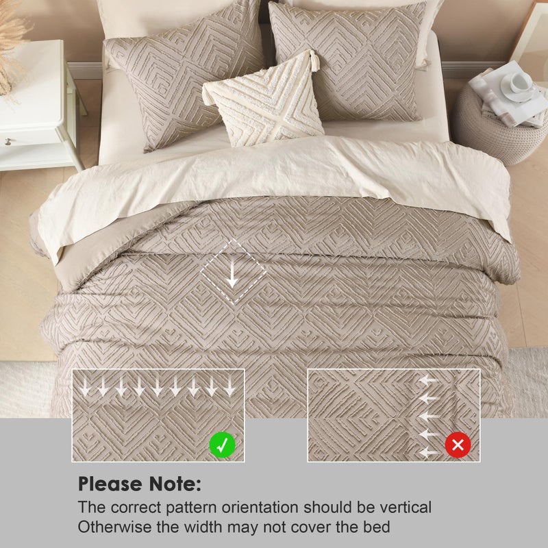 Litanika Litanika Light Coffee Queen Comforter Set  3 Pieces Tufted Boho Farmhouse Bedding Comforter Sets  Lightweight Fluffy Comforter Bed Set for All Season (90x90In Comforter and 2 Pillowcases)  - Image 4