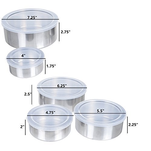 Chef Buddy Stainless-Steel Bowls with Lids - 5-Piece Nesting Mixing Bowls Set for Prepping, Serving, and Storing - Kitchen Essentials for New Home - Image 3