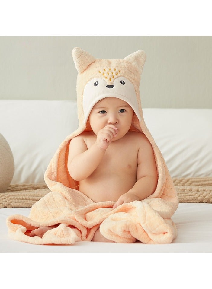 عشرة أشهر رحلة منشفة حمام بغطاء رأس للأطفال، منشفة أطفال من الخيزران القطني الطبيعي، منشفة أطفال فائقة الامتصاص مع آذان، هدايا استحمام ناعمة للأطفال والرضع والأطفال الصغار بنمط الثعلب - Image 1