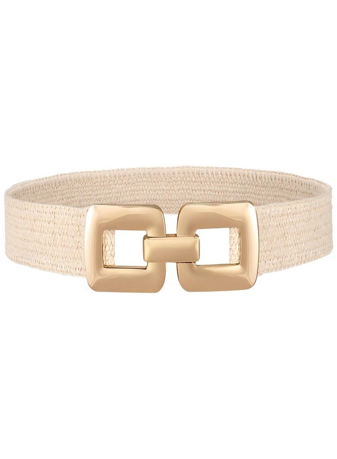 LEACOOLKEY Woven Straw Waist Belt for Women Boho Belt for Dress Braided Wide Stretch Belt - Image 1