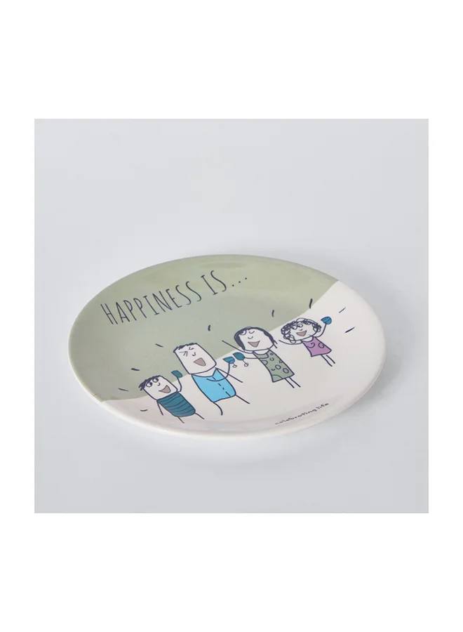 Home Box Happiness Is Round Snack Plate 22 x 22 cm