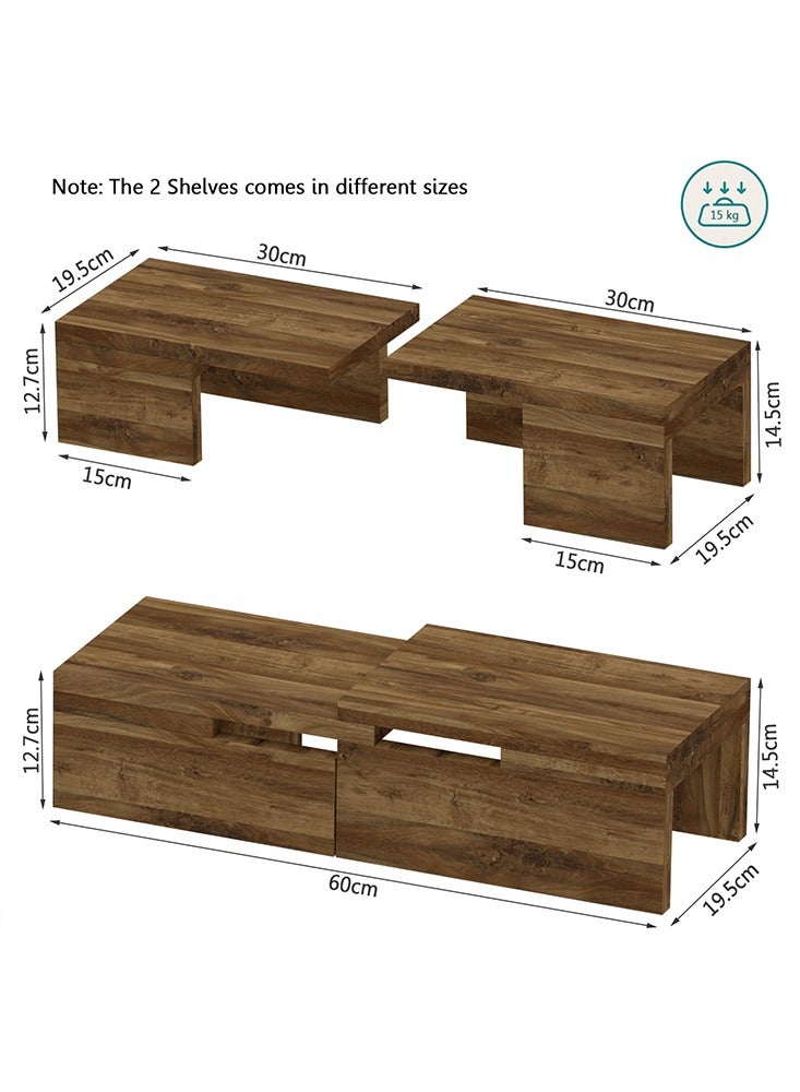 Mahmayi منظم رفوف المطبخ من خشب ماهمايي، رفوف التوابل، رف خزانة لتخزين المنزل والمطبخ - خشب البلوط الداكن هانتون - Image 2